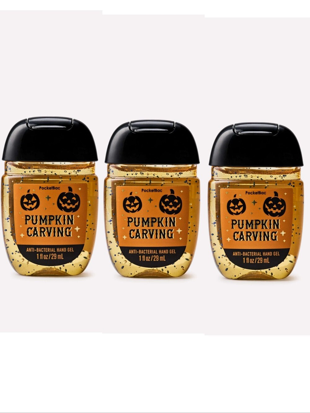 Bath & Body Works Pumpkin Carving Antibacterial Hand Gel Pocketbac Set of 3 NEW